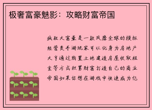 极奢富豪魅影：攻略财富帝国